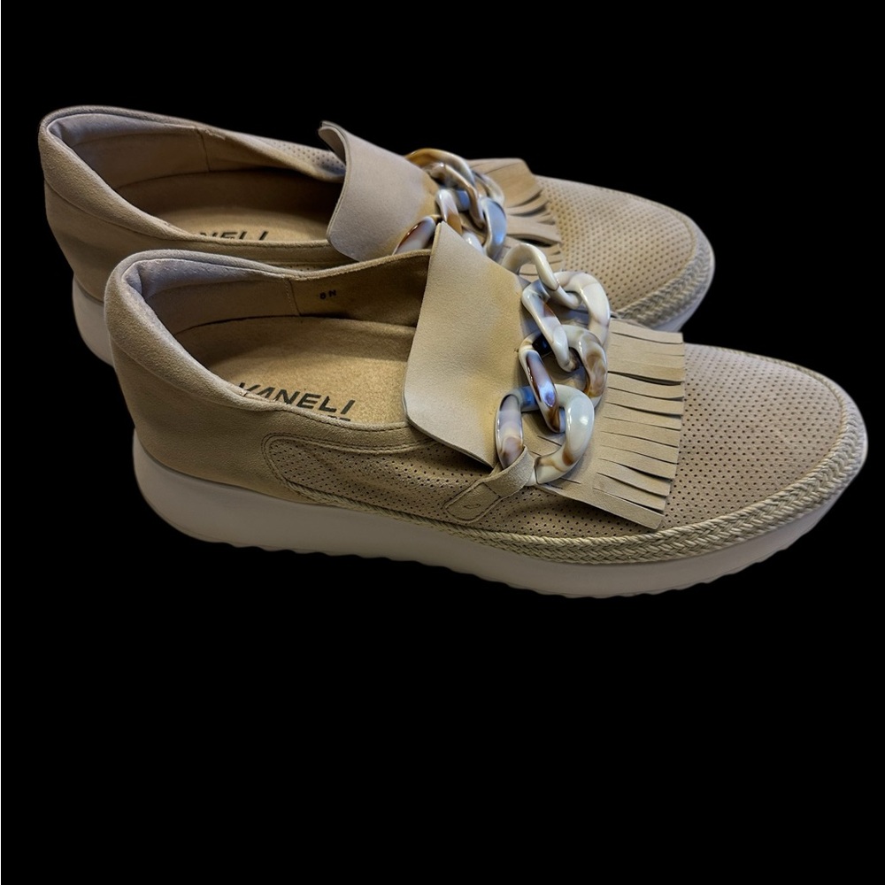 Vaneli Beige Fringe Sneakers